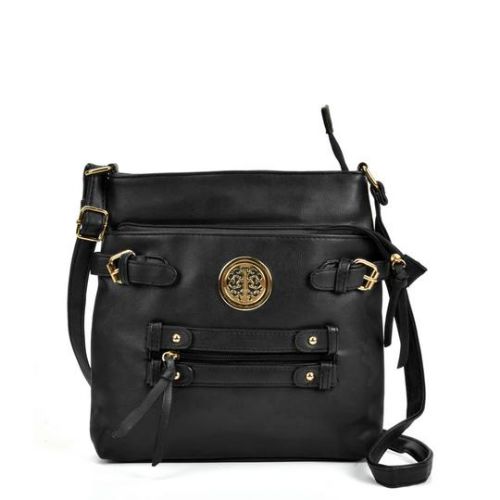 Zip Cross Body Shoulder Bag With Metal Detail